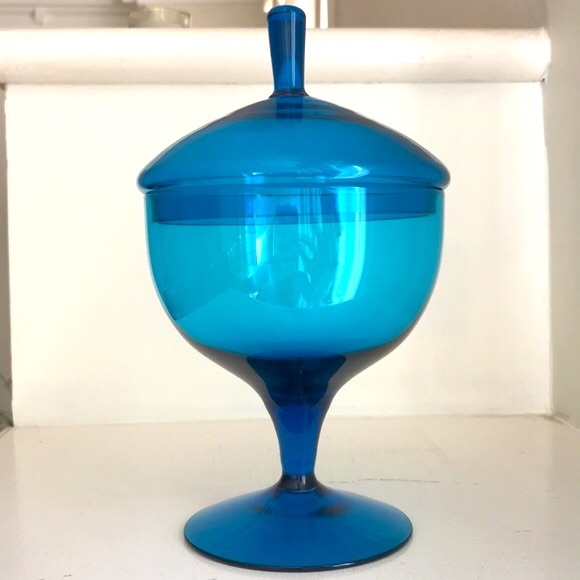 Vintage Empoli Glass Compote / Candy Jar with Lid - Picture 2 of 11